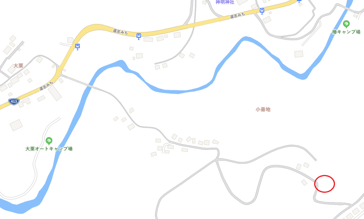 道志村大栗土地の地図